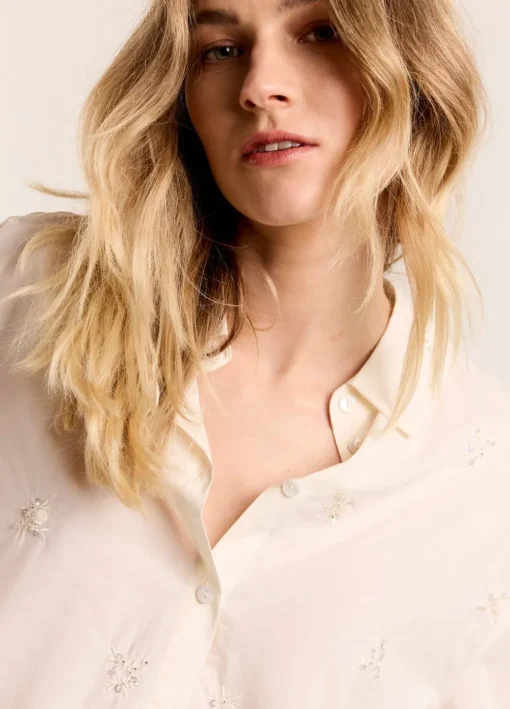 Blouse With Embroidered Flowers