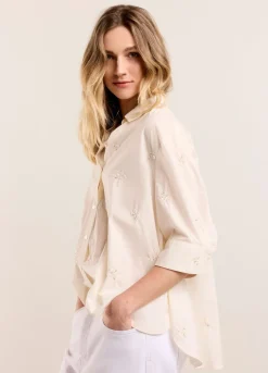 Blouse With Embroidered Flowers