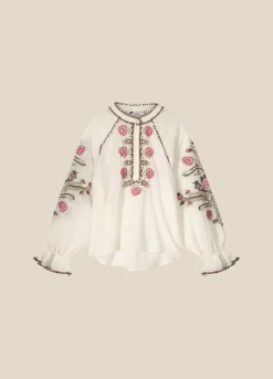 Blouse With Floral Embroidery
