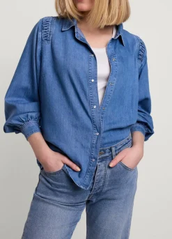 Denim Blouse With Buttons