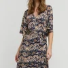 Ikat Print Dress With Polo Collar