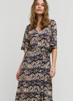 Ikat Print Dress With Polo Collar