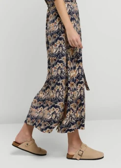 Ikat Print Dress With Polo Collar