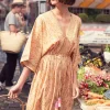 Kimono Dress With Shimmering Piping