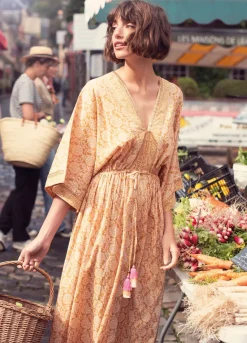 Kimono Dress With Shimmering Piping
