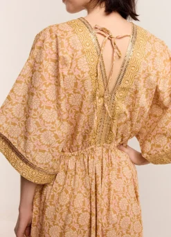 Kimono Dress With Shimmering Piping