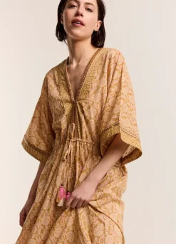 Kimono Dress With Shimmering Piping