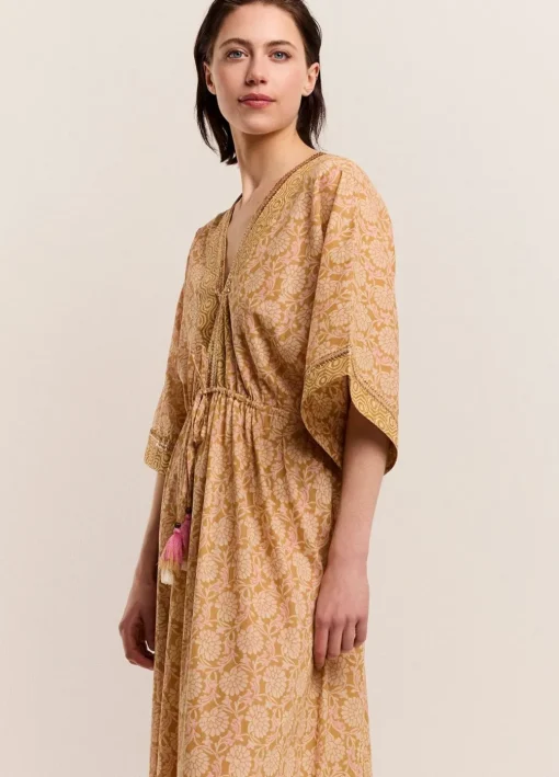 Kimono Dress With Shimmering Piping