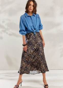 Mid-Length Skirt With Animal Print