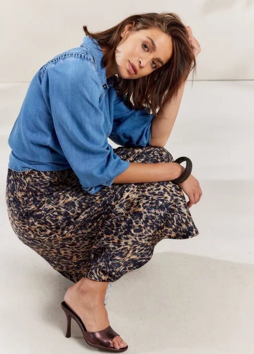 Mid-Length Skirt With Animal Print