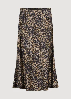 Mid-Length Skirt With Animal Print