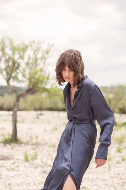 Silky Touch Button-Down Dress