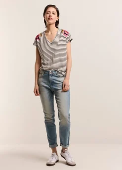 T-Shirt With Floral Embroidery