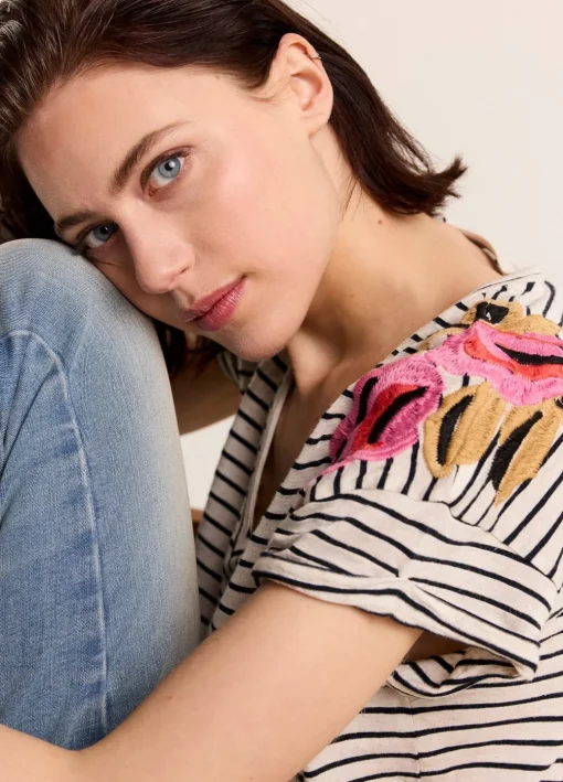T-Shirt With Floral Embroidery