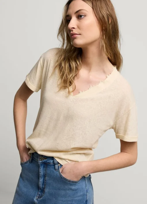 V-Neck Top With Lace