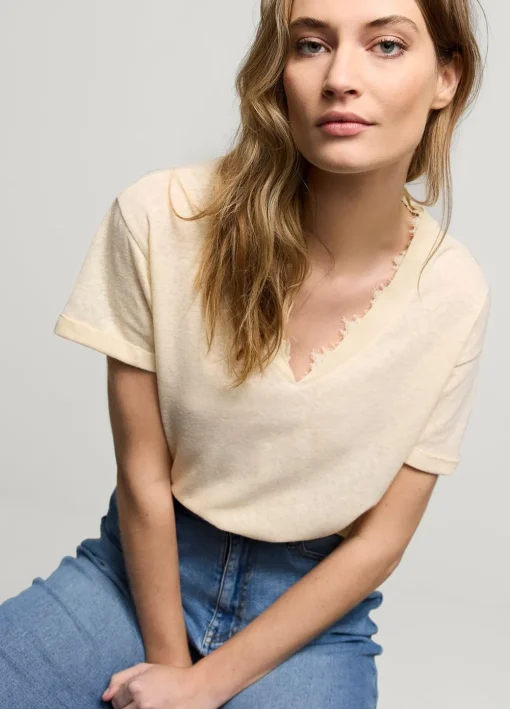 V-Neck Top With Lace