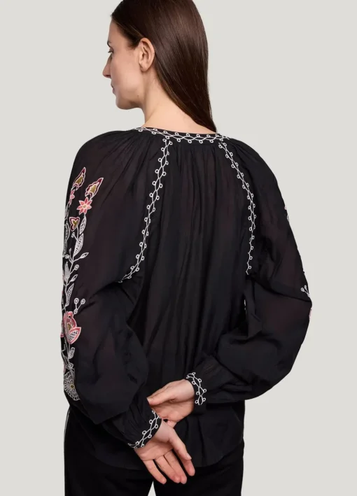 Voile Blouse With Embroidery